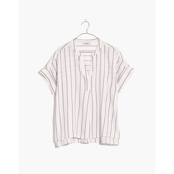 Madewell Lakeline Popover Shirt White and Blue Striped Size Small - Picture 2 of 7